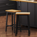 Solid Wood Bar Stools (Not Cheap Iron), 25.6' Tall Set of 2 Bar Chairs, Kitchen Counter Stools with Footrests, Farmhouse Stools for Dining Room, Kitchen, Counter, Black - DTYStore