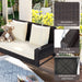 GO 2-Person Wicker Hanging Porch Swing with Chains, Cushion, Pillow, Rattan Swing Bench for Garden, Backyard, Pond. (Brown Wicker, Beige Cushion) - DTYStore