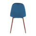 Pebble Contemporary Chair in Walnut Metal and Blue Velvet by LumiSource - Set of 2 - DTYStore