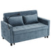 56.9" Loveseat Sofa Pull-out Sofa Bed Sleeper Sofa with a Reversible Backrest Cushion, Side Pockets, Two USB Ports and a Phone Holder for Living Room, Blue - DTYStore