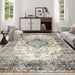 Area Rug 8x10 Vintage Bohemia Large Persian Non-slip Washable Rug For Living Room Kitchen Bedroom Living Room Flower Design Antique Blue Green - DTYStore