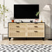 59" Rattan Dresser with Drawers, 6 Drawer Dresser for Bedroom, Clothes Storage Cabinet for Bedroom, Metal Handle&Wood Legs for Hallway, Living Room, Bedroom,Black - DTYStore