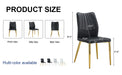 Four black dining chairs. A medieval modern chair made of PU material with soft cushions, equipped with golden metal legs. Suitable for restaurants and living rooms - DTYStore