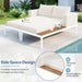 Modern Outdoor Daybed Patio Metal Daybed with Wood Topped Side Spaces for Drinks, 2 in 1 Padded Chaise Lounges for Poolside, Balcony, Deck, Beige - DTYStore