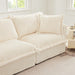 Slip-covered Armchair with 1 Big Back Cushion and 2 Big Toss Pillows, Single Deep Seat Comfy Single Couch Sofa Multiple Large Soft Pillows, Cream Corduroy Fabric - DTYStore