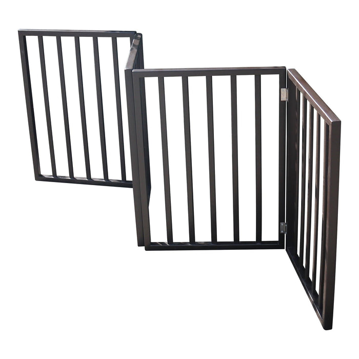 Pet Gate - Dog Gate for Doorways, Stairs or House Ã¢â‚¬â€œ Freestanding, Folding, brown, Arc Wooden