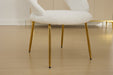 061-Set of 1 Teddy Fabric Dining Chairs With Curved Backrest and Golden Metal Legs for Kitchen or Dining Room ,White - DTYStore
