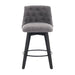 007-25' Swivel Bar Stools Set of 2-Modern Counter Height Stools with Linen Upholstery&Button Tufted Back, Solid Wood Frame Barstools for Kitchen Island, Breakfast Bar or Home Pub, Dark Grey - DTYStore
