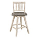 Counter Height Chairs Set of 2, White Gray 360-degree Swivel Chair Solid Rubberwood Kitchen Dining Furniture, Vertical Slat Back - DTYStore