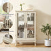 2 Doors Curio Cabinet with Tempered Glass Doors, Curio Cabinets with Mirrored Back Panel and Adjustable Shelves, Lighted Display Cabinet for Home, Office Light Bulb Included White - DTYStore