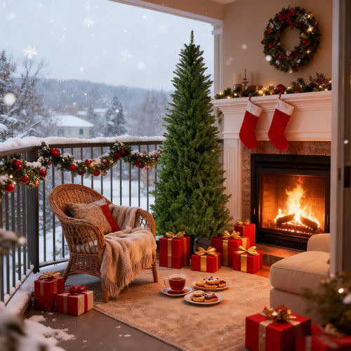 6FT Classic Pencil Christmas Tree is an 72-inch classic pencil-shaped Christmas tree suitable for both Halloween and Christmas. It features dense branches for realistic Christmas decorations - Image 1