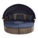 Hot Sale KD Rattan Round Lounge With Canopy Bali Canopy Bed Outdoor, Wicker Outdoor Sofa Bed with lift coffee table - DTYStore