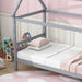 Twin House Bed with Headboard and Footboard, Twin Rubber Wood Bed with House Frame,Light Grey - DTYStore