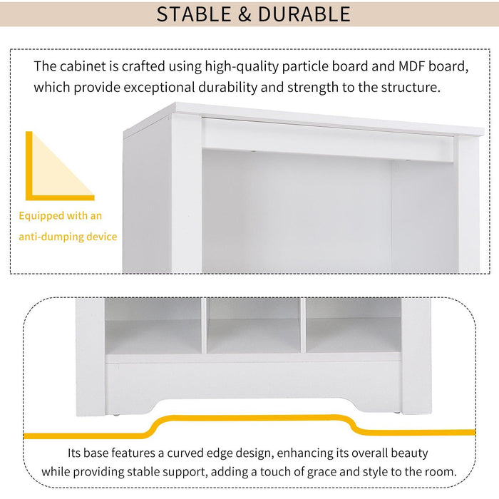 Stylish Design 30 Shoe Cubby Console, Contemporary Shoe Cabinet with Multiple Storage Capacity, Free Standing Tall Cabinet with Versatile Use for Hallway, Bedroom, White - DTYStore