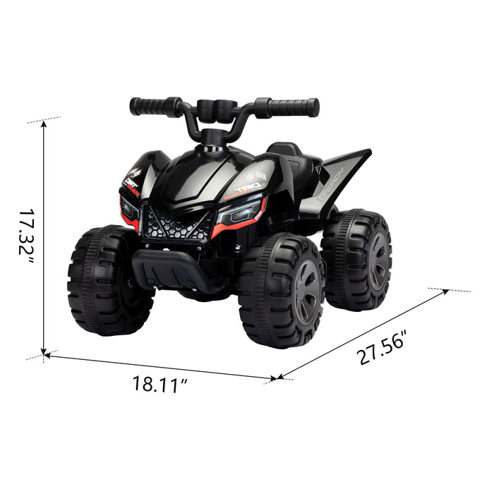 Kids Ride-on ATV, 6V Battery Powered Electric Quad Car with Music, LED Lights and Spray Device, 4 Wheeled Ride-on Toy for Toddlers Age 3-5, Black - DTYStore
