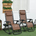 Outsunny Set of 2 Outdoor Rocking Chairs, Foldable Reclining Zero Gravity Lounge Rocker with Pillow, Cup & Phone Holder, Combo Design with Folding Legs, Brown - DTYStore