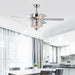 52'' Classical Crystal Ceiling Fan Lamp 5 Reversible Blades for Living Room, Dining Room, Bedroom, Family Room, Chrome (Hand Pull Chain) - DTYStore