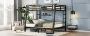 Metal Full XL over Queen Bunk Bed for Teens and Adults,Space-Saving/Noise Reduced/No Box Spring Needed,Black - DTYStore