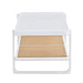 Modern Minimalist White Double Layered Solid Wood Coffee Table. Glass tabletop, imitation rattan edge table. Rectangular table suitable for living room, dining room, and bedroom - DTYStore