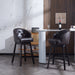 33.25' Swivel Counter Stools Set of 2, Upholstered Counter Height Bar Stools with Solid Rubber Wood Frame, Backrest, Footrest, Armless Barstools for Home Bar, Kitchen Counter, Dark Brown - DTYStore