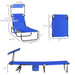 Outsunny Folding Chaise Lounge Pool Chairs, Outdoor Sun Tanning Chairs with Canopy Shade, Reclining Back, Steel Frame and Side Pocket for Beach, Yard, Patio, Blue - DTYStore