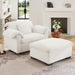 Upholstered Deep Seat Sofa with Fluffy Armrest Pillows and Backrest,Velvet Fabric Single Accent Chair with Ottoman, Both Seat and Ottoman Has Storage Space,Reading Accent Chair Set for Living Room Bed