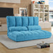 Double Chaise Lounge Sofa Floor Couch and Sofa with Two Pillows (Blue) - DTYStore