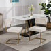 Furniture,Modern Dining Chairs with Corduroy Fabric,Gold Metal Base, Accent Armless Kitchen Chairs with Channel Tufting, Side Chairs, Set of 2, Beige - DTYStore