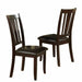 Simple Contemporary Set of 2 Side Chairs Brown Finish Dining Seating Cushion Chair Unique Design Kitchen Dining Room Faux Leather Seat - DTYStore