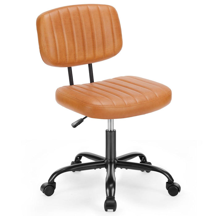 PU Leather Low Back Task Chair for Home Office with Wheels - DTYStore