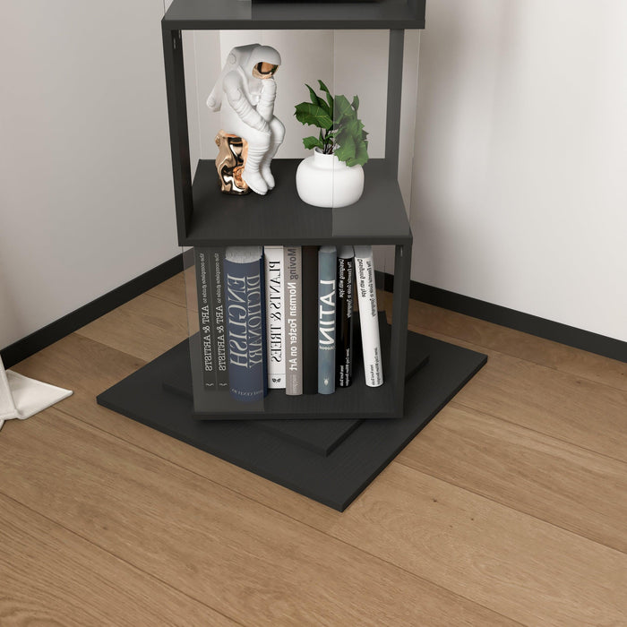 5 tier Rotating Bookshelf, Floor Rack Simple Bookcase with Acrylic plate Student Multi-Function Creative Bookshelf for Living Room with anti-toppling base - DTYStore