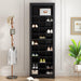 Stylish Design 30 Shoe Cubby Console, Contemporary Shoe Cabinet with Multiple Storage Capacity, Free Standing Tall Cabinet with Versatile Use for Hallway, Bedroom, Black - DTYStore