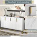 Modern Sideboard with Four Doors, Metal Handles & Legs, Adjustable Shelves Kitchen Cabinet - DTYStore