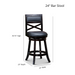 24' Counter Height X-Back Swivel Stool, Espresso Finish, Beige Fabric Seat - DTYStore