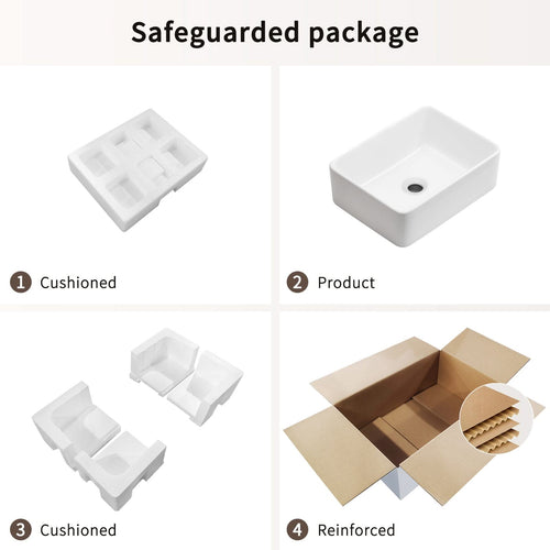 Rectangular Vessel Sink, 16'X12' Small Bowl Bathroom Vessel Sink, White Ceramic Lavatory Above Counter Art Basin Vanity Sink - Image 6