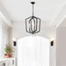 4-Light Farmhouse Kitchen Chandeliers, Matte Black and Sliver Vintage Rustic Cage Light Fixture Adjustable Height Chandeliers for Dining Room Hallway Foyer Entryway(E12 Bulbs Not Included)