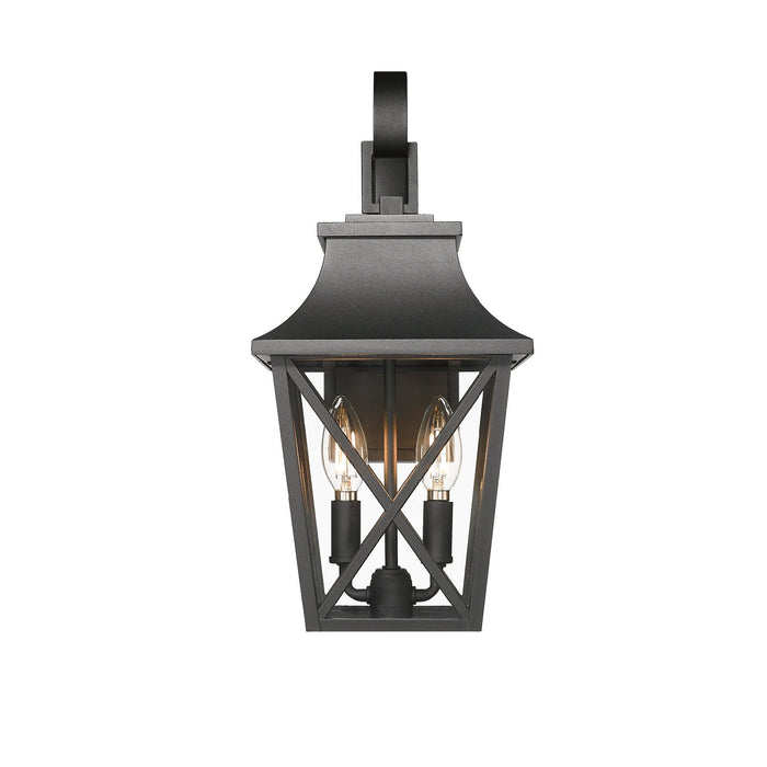 Black Outdoor Wall Lantern 2-Light, Large Outside Modern Wall Sconce Light Fixture, Industrial Porch Light Wall Mount with Glass, Waterproof Farmhouse Exterior Lamp Lighting (2 Pack)