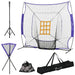 Soozier Baseball Practice Net Set with 7.5x7ft Catcher Net, Ball Caddy and Batting Tee, Portable Baseball Practice Equipment with Carry Bag for Hitting, Pitching, Batting, Catching, Purple - DTYStore