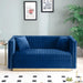 Contemporary Vertical Channel Tufted Velvet Sofa Loveseat Modern Upholstered 2 Seater Couch for Living Room Apartment with 2 pillows,Blue - DTYStore