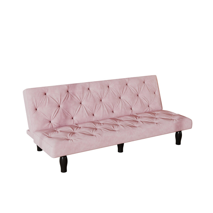 Sofa to Sofa Bed Transformation: 66" Pink Velvet Sofa Bed, Ideal for Family Living Rooms, Apartments & Bedrooms - DTYStore