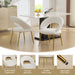 061-Set of 1 Teddy Fabric Dining Chairs With Curved Backrest and Golden Metal Legs for Kitchen or Dining Room ,White - DTYStore