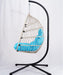 Outdoor Egg Hanging Chair with Stand, Patio Wicker Swing Egg Chair Indoor Swinging Chair Outdoor Hammock Egg Chair BLUE - DTYStore
