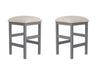 Light Gray Set of 2pc Stools Kitchen Dining Room Furniture Beige Fabric Cushion Seat Chairs Stool - DTYStore