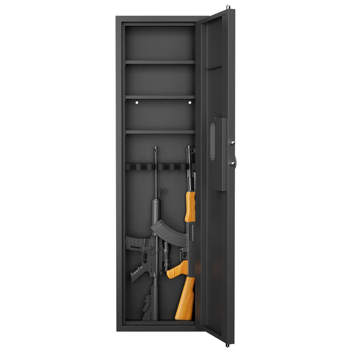 53" Fingerprint Touch Panel In-Wall Safe,Hidden Wall Gun Safe for Rifles with Adjustable Shelves,Assembled Storage Multifunctional Wall Safe for Firearm and Valuables (Black-Fingerprint) - DTYStore