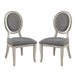 Set of 2 Padded Gray Fabric Dining Chairs in Antique White Finish - DTYStore