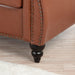 83.46" Brown PU Rolled Arm Chesterfield Three Seater Sofa. - DTYStore
