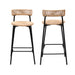 Hand Woven Bar Stools with Back Set of 2 Paper Rope Round Barstools with Footrest for Kitchen Island & Dining Rooms (Black & Honey) - DTYStore