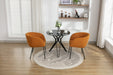 040-Boucle Fabric Dining Chair With Black Metal Legs Set Of 2,Ginger - DTYStore