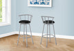 Barstool, Set Of 2, Swivel, Bar Height, Grey Metal, Black Leather Look, Contemporary, Modern - DTYStore
