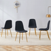 Luxury Simple Chair - Set of 4 BLACK Linen-Cotton Material High Resilience Dining Chair with Metal Golden Leg.Integral metal leg architecture,Suitable for various interior decoration styles. - DTYStore